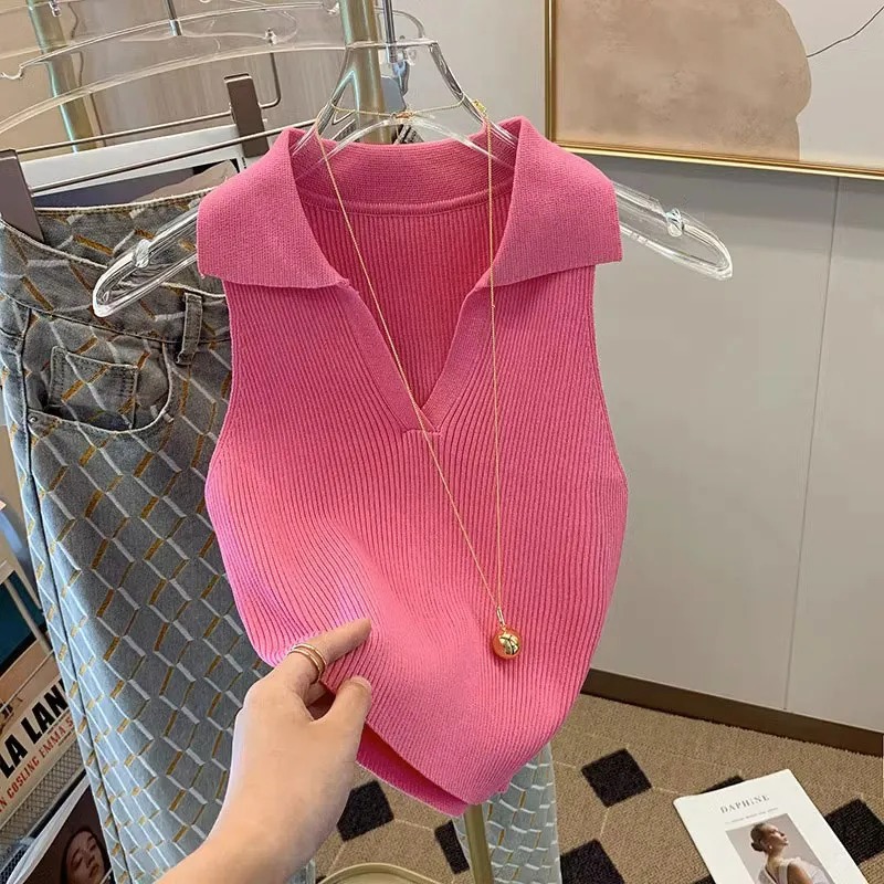 Tank Top Ribbed - Damski prążkowany top na ramiączkach z