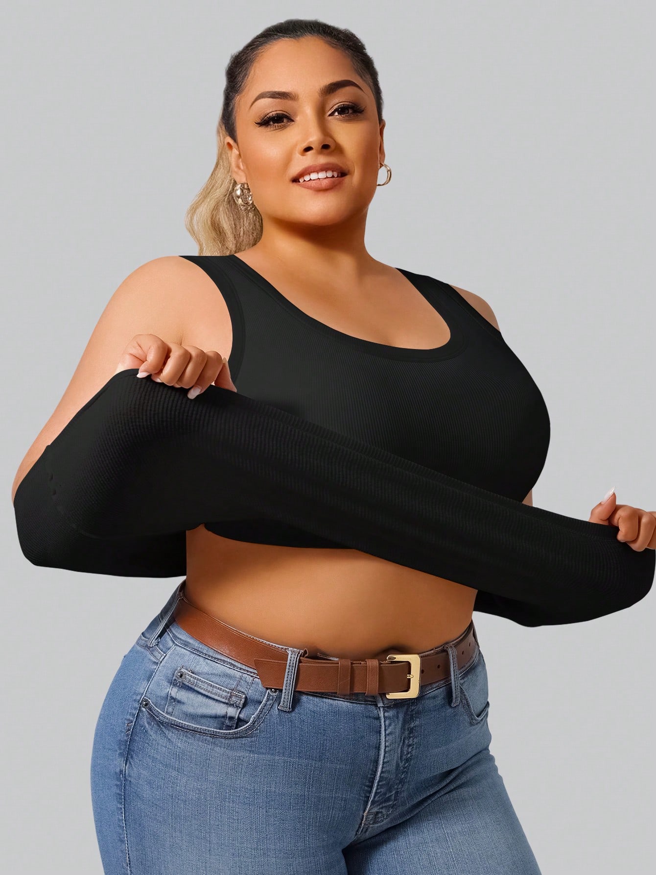 Tank Top Ribbed - Damski top typu crop top z