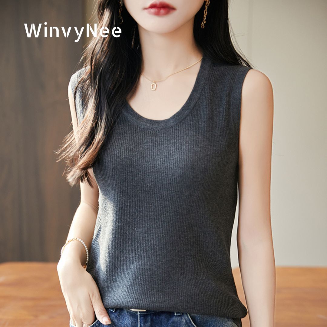 Tank Top Ribbed - WinvyNee Damskie Prążkowane Podkoszulki z Grubszej